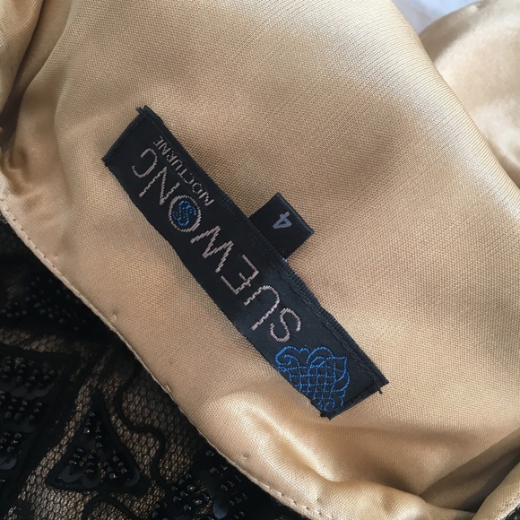 Sue Wong Black /Champagne Lace Cocktail Dress - Picture 8 of 8